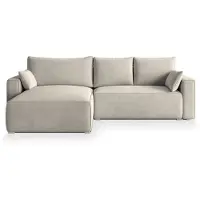 Masseno Divano angolare FORIL con funzione letto a L, divano con box letto, divano da salotto, divano, divano letto, set divano crema, MONOLITH 04