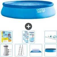 Intex Piscina gonfiabile rotonda Easy Set di - 457 x 107 cm - blu - inclusa pompa - scaletta - telo di fondo - confezione di manutenzione della copertura - filtro - kit di pulizia