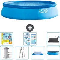 Intex Piscina gonfiabile rotonda Easy Set di - 457 x 107 cm - blu - inclusa pompa - scaletta - telo di fondo - confezione di manutenzione della copertura - filtro - tappetino solare