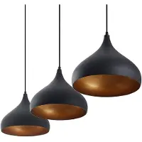 LINDBY Lampada a sospensione Elamira, nero, metallo, 133 cm, a 3 luci.