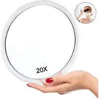 Youjia specchio per il trucco 20x specchio d'ingrandimento specchio da barba con ventosa specchio cometico specchio d'ingrandimento, bianco, rotondo