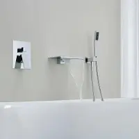 Webo+ WEBO Deluxe miscelatore da incasso per vasca con doccetta, cromo, design a cascata, comando a 2 pulsanti