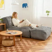 OKWISH Divano modulare , chaise longue relax, per una persona, design ergonomico, divano componibile ideale per il soggiorno o il balcone, rivestito in flanella, colore grigio chiaro