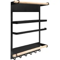 QUVIO Scaffale da cucina magnetico in metallo - Scaffale da cucina per erbe, asciugamani e cucchiai da portata - Nero