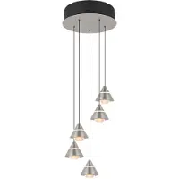 TRIO Lighting Lampada LED a sospensione Romeo, Ø 28 cm, color nichel, metallo, a 5 luci.