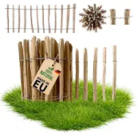 Pemicont Floranica recinzione a staccionata in nocciolo castagno 10m lunghezza x 60cm altezza, distanza 8-10cm tra le doghe, recinzione per aiuole