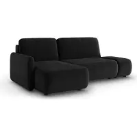 Dmora Rezzo - Divano Letto con Penisola, 229x148 cm Nero, Contenitore