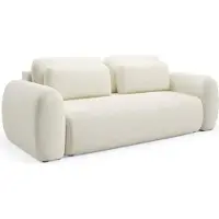 Dmora Sessame - Divano Letto 3 Posti, 266x121 cm Bianco Crema, Contenitore