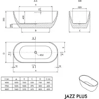 NEXTREND - GmbH Vasca da bagno freestanding JAZZ PLUS 2.0 - Acrilico - Bianco lucido - 160 x 75 x 59 cm