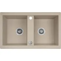Laveo BADLAND BADLAND lavello Lavello in granito Doppia vasca BARBADOS 48x78 Beige | Sifone in SET!