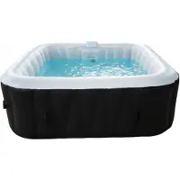 Sunspa Vasca idromassaggio gonfiabile Sun Spa, quadrata, 6 persone, set completo con accessori: 4 poggiatesta, filtro, retino, spazzola, tappetino, copertura