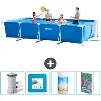 OEM Piscina rettangolare con telaio Intex - 450 x 220 x 84 cm - Blu - Pompa con filtro inclusa - Piastrelle per il fondo - Piscina