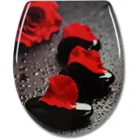 Woltu Sedile WC con chiusura ammortizzata, in resina termoplastica, antibatterico, ovale, rosa