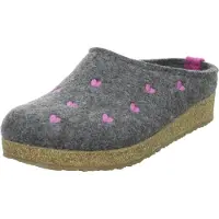 Haflinger Clogs 'Grizzly Cuoricini' grigio / rosa