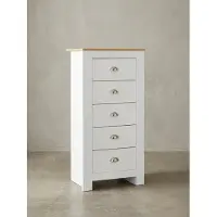 KADIMA DESIGN Credenza in rovere bianco, 5 cassetti, spazio contenitivo salvaspazio, rivestimento in resina melamminica. 53x39x114 cm |