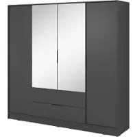 3Xeliving Armadio, mobile contenitore moderno in grafite con specchio centrale