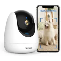 Tenda Telecamera di sorveglianza per interni 2K CP3pro, telecamera per cani a 360 gradi, audio a 2 vie