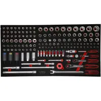 Ks Tools set di chiavi a bussola da 1/4" + 3/8" + 1/2" con inserto in schiuma, 156 pz