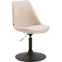 BellaFurn Sedia da pranzo con rivestimento in tessuto - poltrona lounge - girevole a 360° con altezza della seduta regolabile. Colore: Crema | Colore base: Nero
