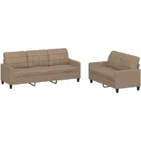 Syfax Set di Divani 2 pz con Cuscini cappuccino in Pelle finta