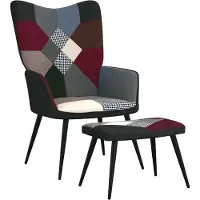 Syfax Sedia Relax con Sgabello in Tessuto Patchwork