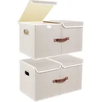 Sonstiges TYEERS Contenitore grande con coperchio - pieghevole, lavabile - 55x33x30 cm, 2 pezzi, Beige