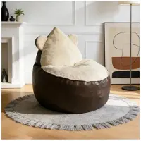 OKWISH Poltrona a forma di orso, monoposto, con orecchie arrotondate, rivestimento morbido, base ampia, seduta stabile, ideale per il soggiorno o un angolo lettura, tessuto in flanella, colore marrone