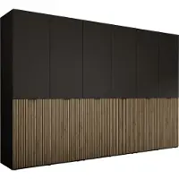 3Xeliving Armadio, nero grafite / rovere Wotan, 3 x 100 x 200 x 51 cm