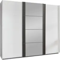 Wimex Armadio ad ante scorrevoli Berna Armadio design selezionabile, bianco / acciaio grezzo, 270x64x210cm