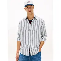 Tommy Hilfiger Tjm Regular Linen Shirt Sweet Blue Stripes Taglia: S | Camicie Casual Outlet | Uomo | Bianco