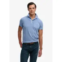 Superdry per uomo. M1110486A Polo Classic in lino di cotone blu (M), Casual, Manica corta