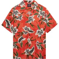 Superdry per uomo. M4011128A Camicia hawaiana rossa (M), Rosso, Casual, Modal, Manica corta