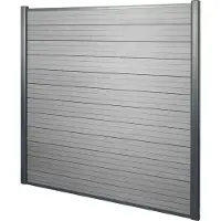 Mendler Schermo privacy in WPC Sarthe, recinzione frangivento, montanti in alluminio ~ elemento base, 1,90 m grigio