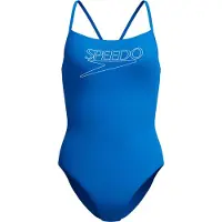 Speedo Women's Endurance+ Logo Thin Strap One Piece Costume intero Donna (42, blu)