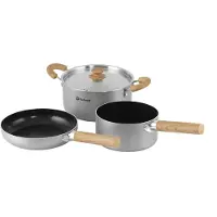 Outwell Feast keramisches Topfset M Pentola (Pfanne Ø 14,5 cm / Topf Ø 14 &, grigio)