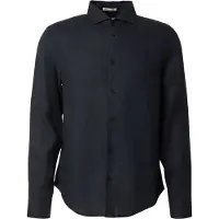 Superdry per uomo. M4011103A Camicia di lino Riviera, blu navy (L), Casual, Classico, Manica lunga