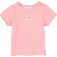 Calvin Klein Girls Monologo Rib Baby Tee Quartz Pink Taglia: 8 | T-shirt Outlet | Unisex | Rosa