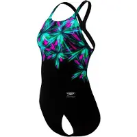 Speedo Women's Placement Printed Powerback Costume intero Donna (44, nero)