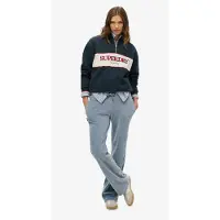 Superdry per donna. W7011203A Pantaloni jogger in velluto a gamba larga blu (S), Casual, Cotone