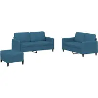 vidaXL 3-tlg. Sofagarnitur Blau Samt