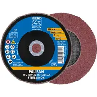 PFERD TOOLS POLIFAN rondella dentata PFC corindone conico A linea universale PSF STEELOX acciaio/acciaio inox