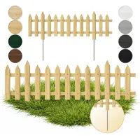 Pemicont Floranica 3 pz Recinzione da giardino a incastro con pali in metallo per aiuole 100 cm x 40 cm Naturale