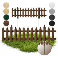 Pemicont Floranica 1 pz Recinzione da giardino a incastro con pali in metallo per aiuole 100 cm x 40 cm Marrone