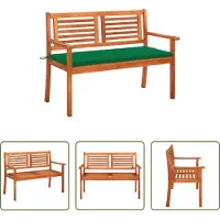 The Living Store Panca da giardino a 2 posti con cuscino 120 cm in legno massiccio eucalipto