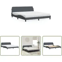 The Living Store Letto con materasso grigio scuro 180x200 cm in velluto