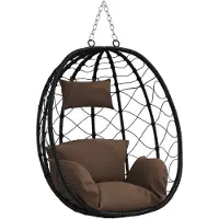 vidaXL Sedia a forma di uovo sospesa, in rattan sintetico, 91,5 x 54,5 x 107 cm, color marrone caffè
