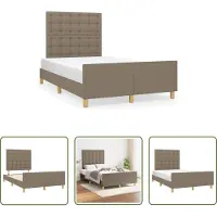 The Living Store Struttura letto con testiera in tessuto taupe 120x190 cm