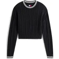 Tommy Hilfiger Boxy Flag Cable Sweater Black Taglia: L | Maglioni a maglia Outlet | Donna | Nero