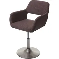 Mendler Sedia da pranzo HWC-A50 III, sedia da cucina, retrò anni '50, tessuto/tessuto ~ marrone, base spazzolata
