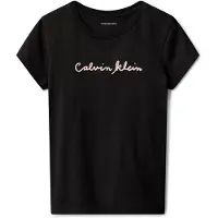 Calvin Klein Girls Script Logo Slim Ss T-shirt Black Taglia: 10 | T-shirt Outlet | Unisex | Nero